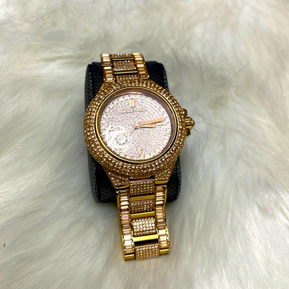 Michael kors rose gold watch with diamonds